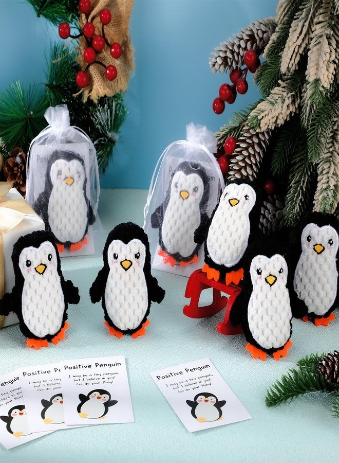 RoundFunny 6 Sets Mini Penguin Inspirational Gifts, Handmade Crochet Animals Employee Appreciation Gifts Cute Emotional Gift for Valentines Day Coworker Staff Office - Image 5